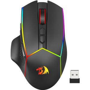 Redragon Wireless Gaming Mouse, Tri-Mode 2.4G/Bluetooth/USB-C, 7 Programmable Buttons, Tactile Rapid Fire Key, 8000 DPI RGB Ergonomic Mouse for PC Windows Gaming & Work, M814