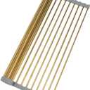 Snailhouse Roll Up Dish Drying Rack, Stainless Steel Dish Drainer Over The Sink with Anti-Slip Silicone for Kitchen Counter, Gold (17.8 x 11.8 in)