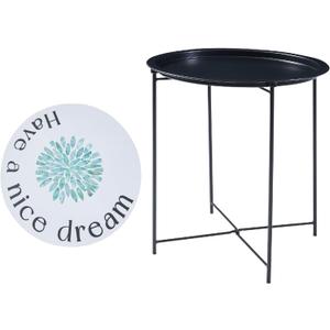 Foldable Side Table with Table Mat18.6,Plant Round Portable End Table,Metal Snack Table,Tray Desk for Indoor Outdoor,Patio, Living Room,Bedroom,Sturdy & Moisture Resistant (Black)