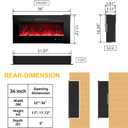 36 Inches Electric Fireplace Inserts, Recessed and Wall Mounted Fireplace Heater for Indoor Use with Remote Control, 13 Color Flames with Log &Crystal, 9H Timer, 750/1500W