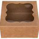 ONE MORE 6"x6"x3"Brown Bakery Boxes with pvc Window for Pie and Cookies Boxes Small Natural Kraft Paper Box 6x6x3inch,Pack of 15
