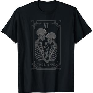 Tarot Card The Lovers Skeleton Goth Halloween Witch T-Shirt, S