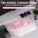 Aula F3099 Wireless Keyboard with Media Knob, Tri-Mode BT5.0/2.4GHz/USB-C Cute Creamy Keyboard with Number Pad, RGB Backlit Gaming Keyboard, Quiet Typing Pink Computer Keyboards for Office Laptop/PC
