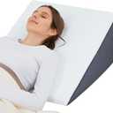 Bed Wedge Pillow for Sleeping, 10" 24" 24" Triangle Pillow Wedge, Cooling Memory Foam Top, Elevated Support Wedge Pillow - Removable Washable Cover (Gray White)