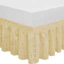 Wrap Around Elastic Eyelet Bed Skirt Dust Ruffle (Gold, Queen/King-14 1/2 Inch Drop)