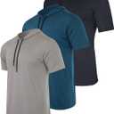 Real Essentials 3 Pack: Men's Dry Fit Short Sleeve Active Athletic Hoodie Pullover Sweatshirt (Big & Tall) (Large)