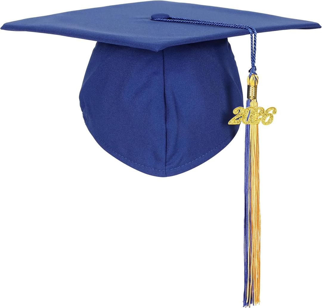 2 x Newrara Graduation Unisex Matte Adult Graduation Cap with Tassel (Blue)
