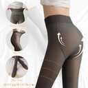 Fleece Lined Tights Women Thermal Leggings, Fake Translucent High Waisted Sheer Pantyhose, Winter Thick Warm Tights, Black, 220g / Fleece Lined (Black)