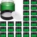 BILLIONSTARS 50g Green Frosted Glass Cream Jars with Black Lid - Airtight Cosmetic Containers for Face Cream, Body Lotion, DIY Skincare Packaging, BPA-Free (Set of 24) (Green Frosted, 1.7oz)