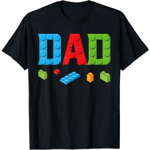 Dad Master Builder Building Bricks Blocks Family Set Parents T-Shirt (Small, Black)