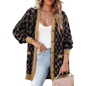 Bebonnie Fall Cardigans for Women 2024: Petite Cozy Knit Long Sleeve Open Front Buttons Long Sweater Coat Women - Work Cardigans for Women Office - Basic Dressy Casual Cardigan Black Coffee S