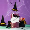 NUOBESTY 10Pcs Mini Felt Witch Hats, Wine Bottle Decor Wine Bottle Toppers Miniature Witch Hat Caps for Halloween Decor, DIY Projects, Dolls, Cupcakes (Black)