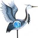 TERESA'S COLLECTIONS Garden Decor for Outside Blue Heron Solar Lights, 36" Glass Lawn Ornaments with Outdoor Lights Decorative Stake, Yard Art Decorations Outdoor for Patio Gifts for Mom Grandma