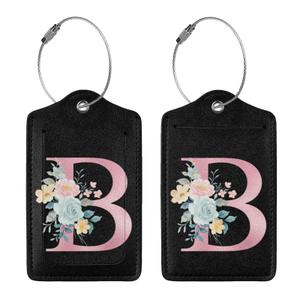 2 Pcs Letter B Luggage Tags for Suitcase, Unique Letters Tag, Travel Gifts for Privacy Cover ID Label with Stainless Steel Loop and Address Card