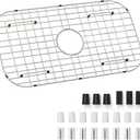 Sink Protector Grid 26-1/16" x 14-1/16",Centered Drain with Corner Radius 3-1/2", Stainless Steel Material(Centered Drain), Medium