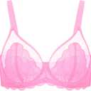 HSIA Minimizer Bras for Women Large Bust Full Coverage Lace Plus Size Bra - Mermaid Scales (Pink)