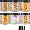 6 Pack 24 oz Glass Jars With Plastic Lids, Glass Kitchen Canisters Cabinet, Pantry Organization, Food Storage Jars for Flour, Sugar, Coffee, Candy, Snacks, 8 Chalk Labels, 1 Pen