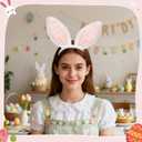 Joyline Cute Bunny Headband for Women GirlsFluffy Rabbit Ear Hairband Costume Accessories Easter Birthday Party Favors Gifts (White, M)