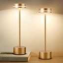 2 Pack LED Cordless Table Lamp Rechargeable, 5000mAh Portable Battery Operated Desk Touch Lamp, 3 Color Dimmable Table Light for Home Office/Dining/Nightstand for Home Dcor Champagne Gold
