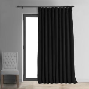 HPD Half Price Drapes Signature Velvet Thermal Blackout Curtains for Living Room 84 Inch Long (1 Panel) Rod Pocket Insulated Blackout Curtains for Bedroom Window Curtains, 100W x 84L, Black