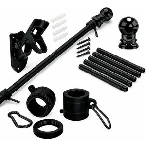 5 FT Flag Pole Kit for Outside House, Stainless Steel Wall Mount Flagpole with 2-Position Holder Bracket & 360 Spinning Metal Flag Ring Clips for 3x5 American Flag