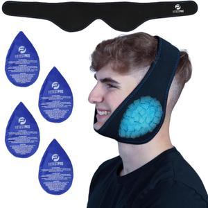 Fittest Pro Wisdom Teeth Ice Pack Head Wrap Jaw Ice Pack for Face Oral Surgery, 4 Hot Cold Gel Pack for TMJ, Tooth Extraction, Tonsillectomy Recovery