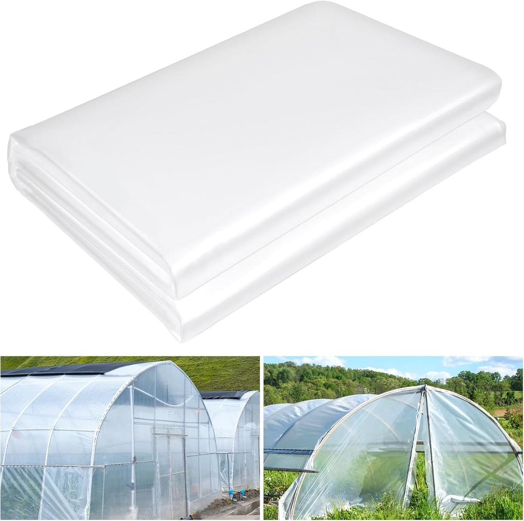 12 x 26 FT Clear Greenhouse Plastic Sheeting, 6 Mil Polyethylene Film Heavy Duty, Water Sun Frost Wind Dust Resistant Winter Hoop House Toughness Plastic Cover for Farming, Gardening, Agriculture, DIY