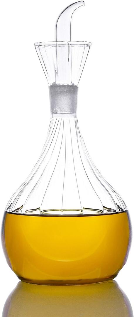 HAIZEEN 13 ounce/380 ml Olive Oil and Vinegar Dispenser Glass Cruet Decanter for Kitchen,Lab glassware seal handicraft Keeps Oil Fresh Longer,Soap Dispenser Bottle No Funnel Needed