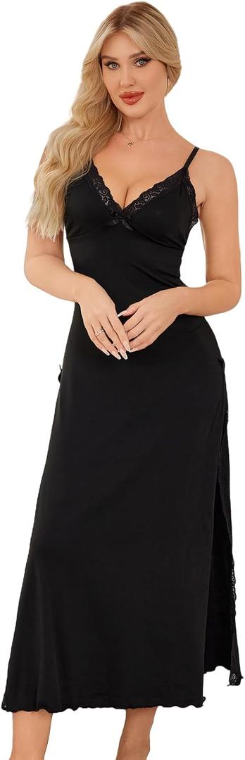 Briteroh Women's Sleepwear Womens Chemise Nightgown Sexy Chemise Lingerie Baby Doll Nighty Black X-Large