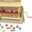 NANATI Metal Raffle Drum, Heavy Duty Raffle Ticket Spinner, Silent Design Raffle Ticket Drum with Large Wooden Handle, Raffle Box Holds 3000+ Tickes & 150 Balls for Lottery Games, Bingo, Raffle Balls