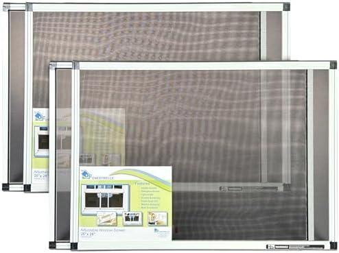 Fenestrelle Expandable Window Screen, 2 Way Adjustable Window Screen, Horizontal (20" H x 28"-54" W) or Convert to Vertical (28" H x 20"- 38" W), Pack of 2
