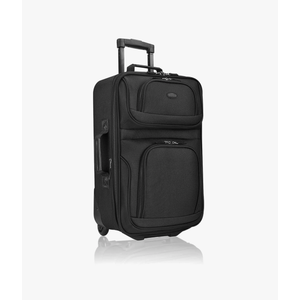 U.S. Traveler Lightweight Rolling 20" Carry On Luggage Softside Suitcase, Black, 2 Wheel Single