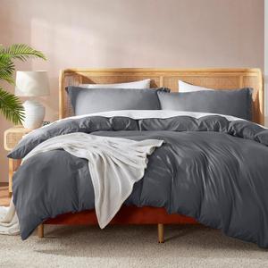 Nestl Dark Grey Duvet Cover King Size - Soft Double Brushed King Duvet Cover Set, 3 Piece, with Button Closure, 1 Duvet Cover 104x90 inches and 2 Pillow Shams