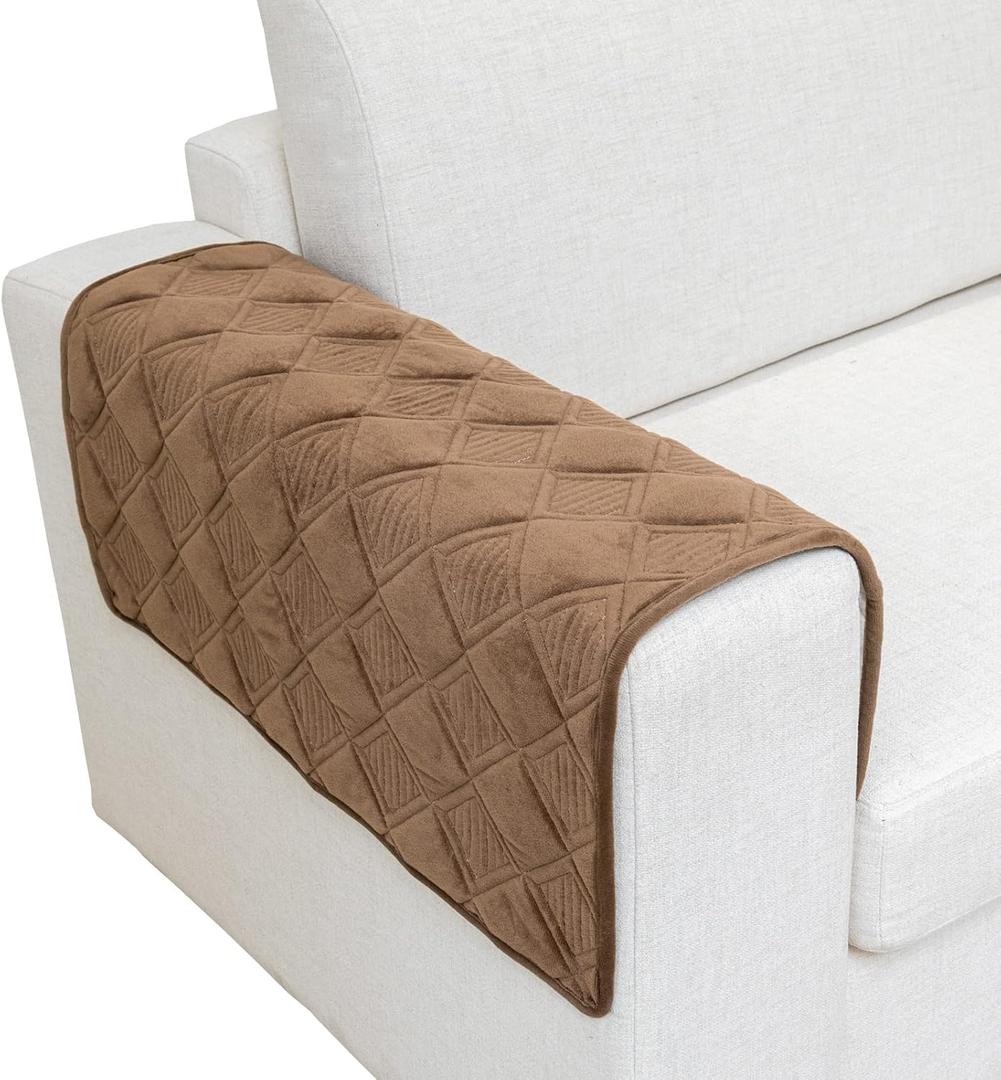 Eismodra Armrest Covers, Sectional Couch Covers,L Shape Sofa Slipcover Furniture Protector for Dogs Cats Pet Chaise Lounge 3 Cushion Couch Loveseat, Light Brown 28 x 28 inches (Only 1 Piece)