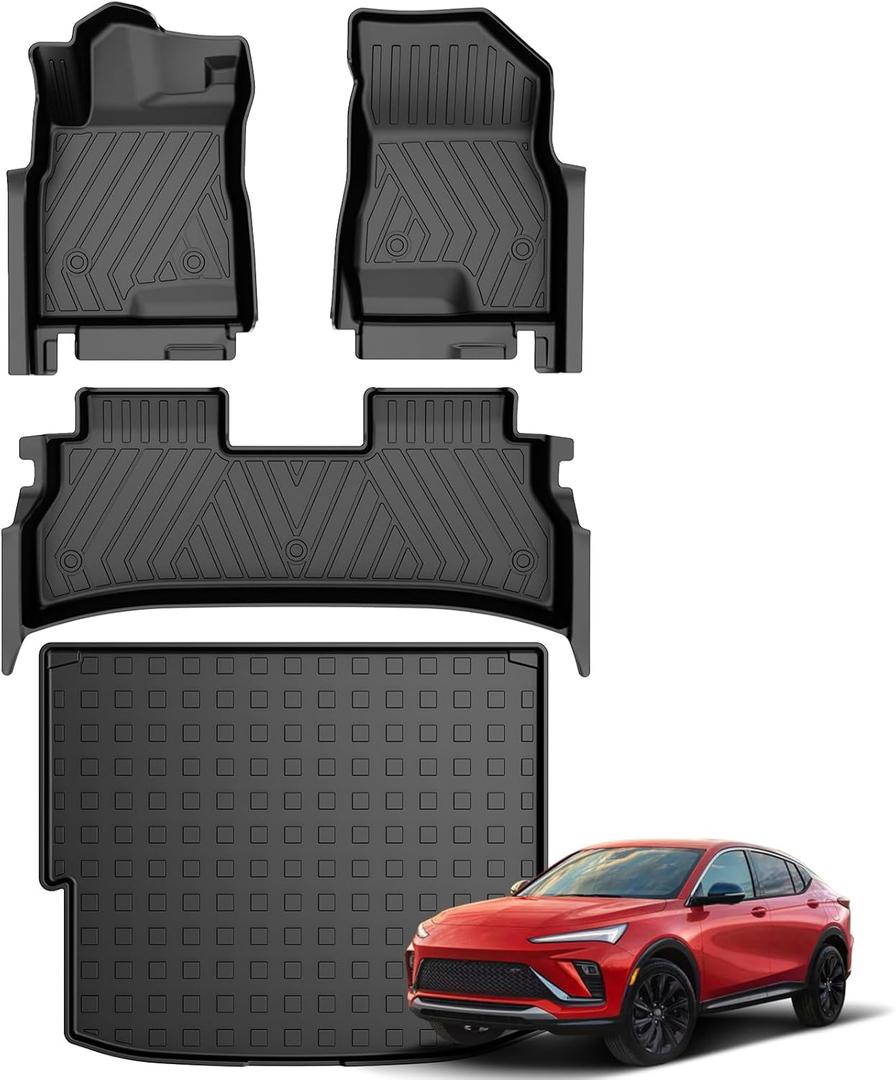 Envista Floor Mats Compatible with 2024 2025 2026 Buick Envista All Weather Floor Mats & Cargo Liner Trunk Set | All Season Guard 2024-2026 Buick Envista Accessories Anti-Slip Mats