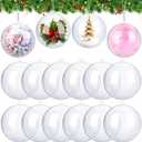ANVAVO 12 Pieces 4.7 inch Christmas Clear Plastic Fillable Ball Ornaments DIY Craft Transparent Baubles Shatterproof Christmas Tree Hanging Ornaments for Xmas New Years Birthday Wedding Home Decor