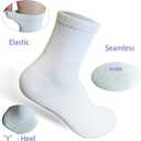 Seamless Crew Socks above Ankle, Cotton Dress Socks for Women, Women's Thin Crew Socks (6 Pairs) (White)