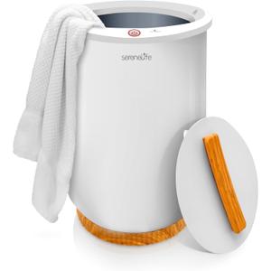 SereneLife Bucket Towel Warmers, White Large Towel Warmer for Spa and Bathroom, Luxury Towel Heater Gifts for Him & Her, Auto Shut-Off, Fits 2 large, Blankets, Bathrobes, PJ's, 13.25" x 13.25" x 18.5"