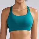 RUNNING GIRL Sports Bras for Women High Support, Adjustable Straps Criss-Cross Hook Back Sports Bras for Women with Sewn in Pads_WX3125_Storm Teal_XXL
