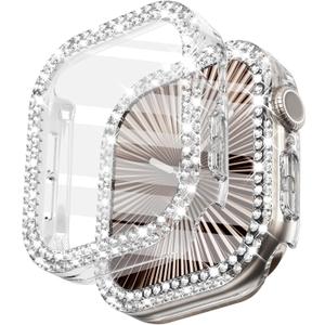 2 x Surace Bling Apple Watch Case with Screen Protector Compatible with Apple Watch Series 11 Series 10 42mm, Crystal Diamond Overall Protective Case Face Cover Bumper 42mm, Clear