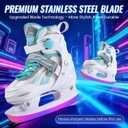 Adjustable Ice Skates for Kids Girls Boys, 4 Size Adjustable Beginner Ice Hockey Skates for Youths Teen, Warm Ice Skating Shoes with Electroplated Color-Changing Blades for Outdoor and Rink Small (11C-1 US) Little Kids