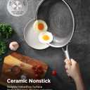 Nonstick Frying Pan Set, Non-Toxic Tri-Ply Hybrid Ceramic Skillet 3 Piece, 8, 10 & 12 Inch Stainless Steel Pans, PFAS/PFOA/PTFE Free, Metal Utensil Safe, Dishwasher & Oven Safe, Upgraded Version