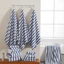 18 Pcs Blue Stripe Bath Towel Set with Hanging Loop-6 Bath Towels,6 Hand Towels,6 Washcloths Soft Family Towels Set Bathroom Towel Highly Absorbent Quick Dry Shower Towel for Beach Chair Spa Gym Hotel