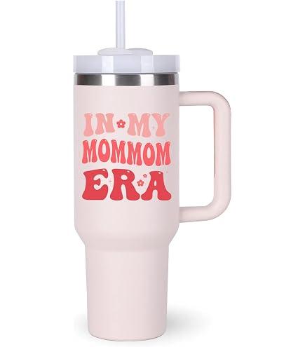 Mommom Gifts Ideas for Grandma.40 oz In My Mommom Era Tumbler with Handle.Mommom Gift.Mommom Cup.Mommom Tumblers.40 oz Birthday Christmas Mothers Day Cups Tumbler Gifts for Mommom.