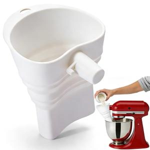 Flour Funnel for Kitchen Aid Mixer, Extended Silicone Pouring Attachment Compatible with KitchenAid Stand Mixers for Cleaner, Controlled Baking