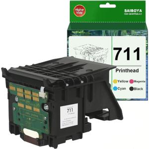 711 Printhead Kit (C1Q10A Pinter Head) Replacement for HP T530 T525 T520 T130 T125 T120 T100 Large Format Plotter Printer,Upgraded Chip, High Yield 50000+
