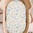 Muslin Bedside Bassinet Sheets 2 Pack, 33x20 Fitted Ultra Soft & Breathable Bedside Sleeper Sheets, Ideal for Baby Girl and Boy, Perfect for Newborns (Spring Garden & Sage)