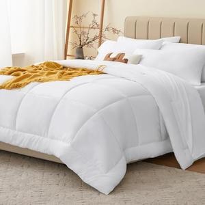 CozyLux Twin XL Comforter Set White, 5 Pieces Twin Extra Long Bed in a Bag for College Dorm, All Season Bedding Set with Stitch Quilted Comforter, Flat Sheet, Fitted Sheet, Pillowcases,Twin XL