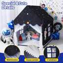 Wilwolfer Space Kids Tent Indoor: with Mat, Star Lights - Kids Play Tent Space Toys - Bedroom Decorations Astronaut Rocket Ship (Black)