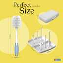 Travel Baby Bottle Drying Rack, Airplane Essentials Cleaning kit Organizer | Bottle Brush Cleaner, Drying Rack Compact, Large Capacity (Blue)